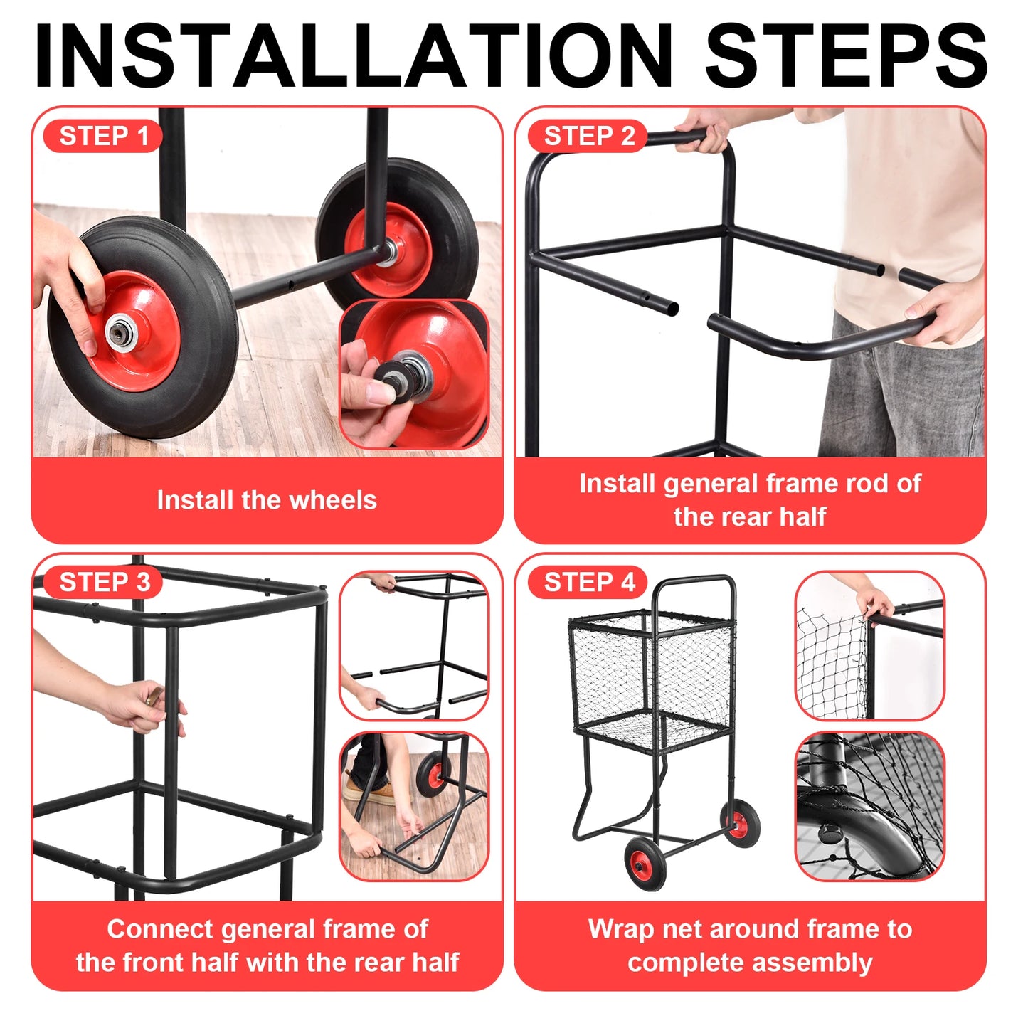 Heavy Duty Rolling Baseball Cart For Softballs And Basketballs