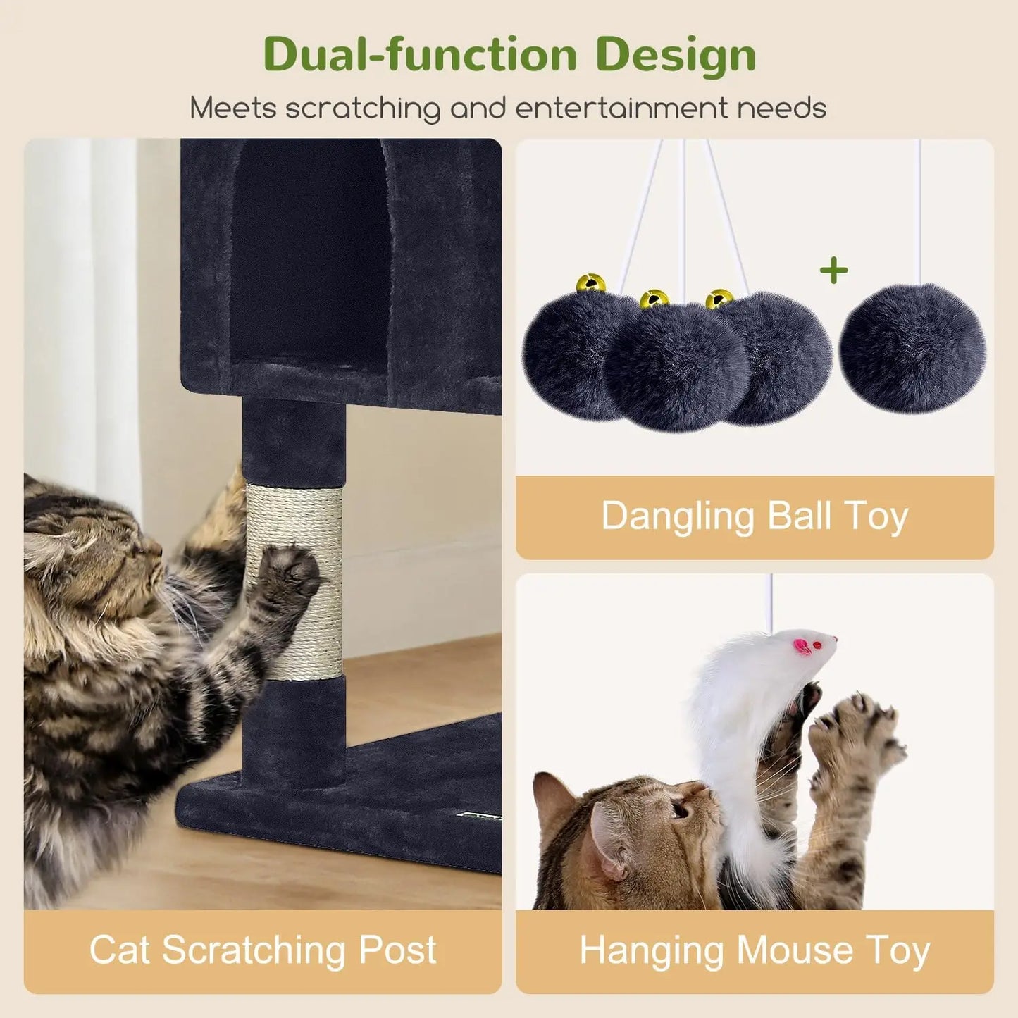 Cat Tree Tower for Multiple Cats With Scratching Posts Condos