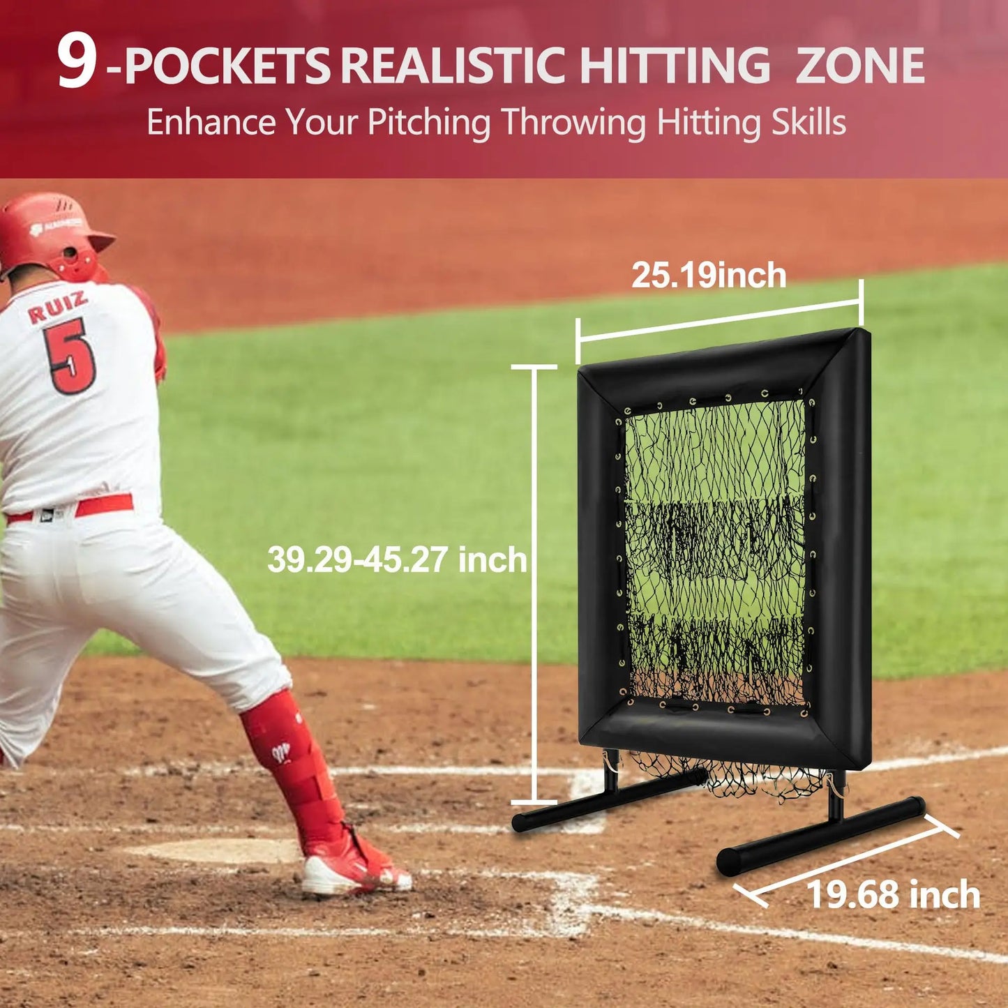 HiMISS Adjustable Pitching Net With Strike Zone And Carry Bag