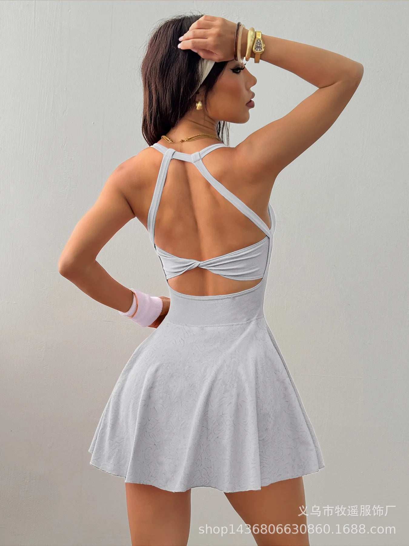 GUTASHYE Women Yoga Tennis Dress With Pockets Quick Dry Breathable