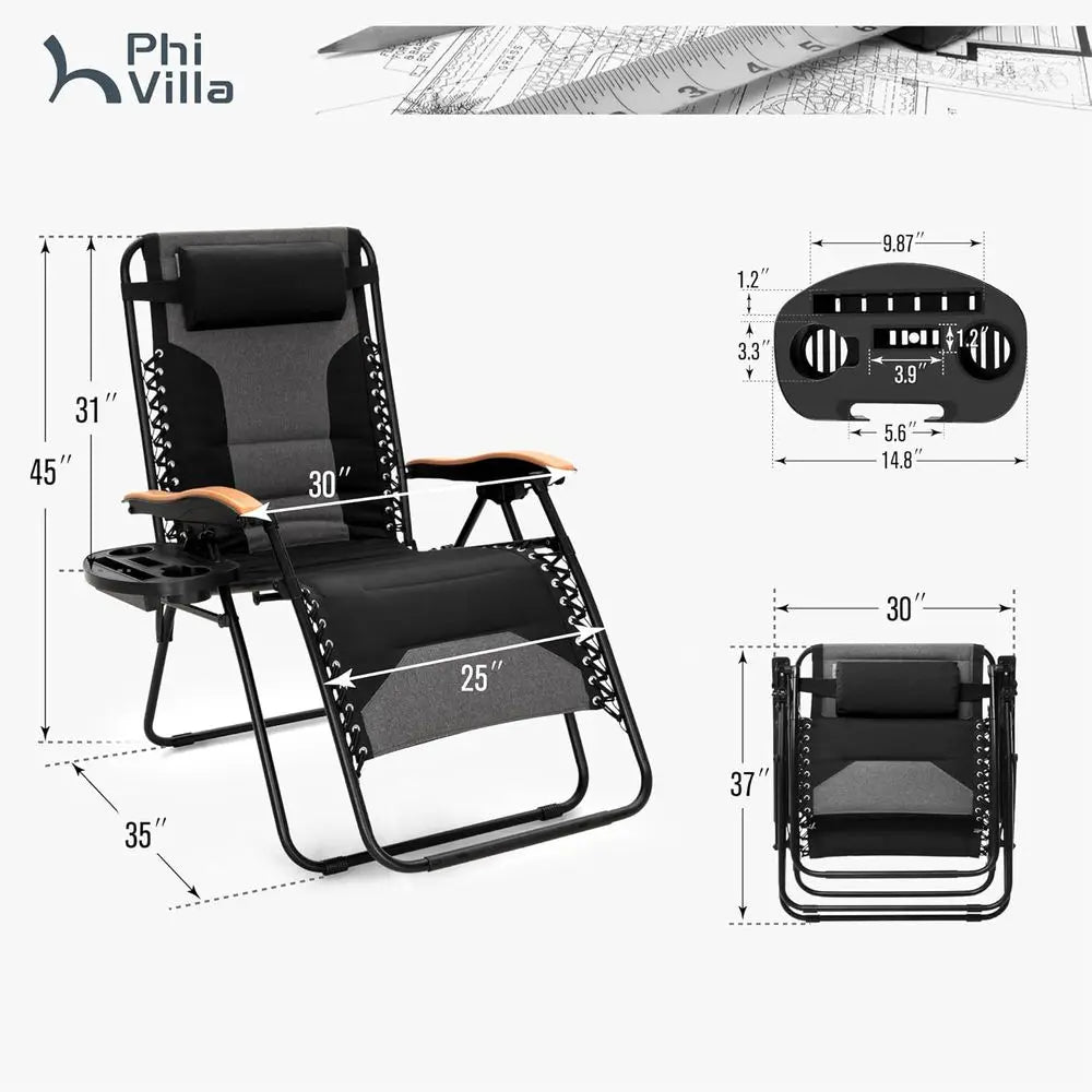 Zero Gravity Patio Recliner Chair With Cup Holder And Comfort