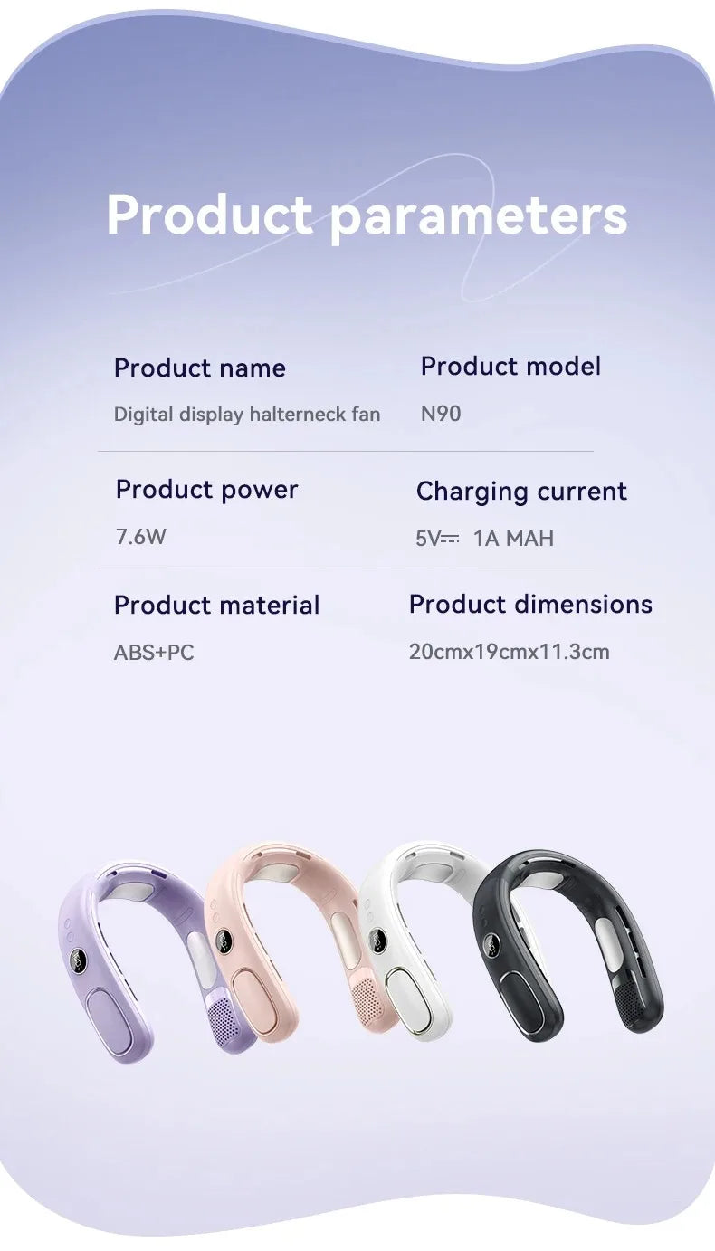 N90 Neck Fan Bladeless USB Rechargeable 5 Speed Portable