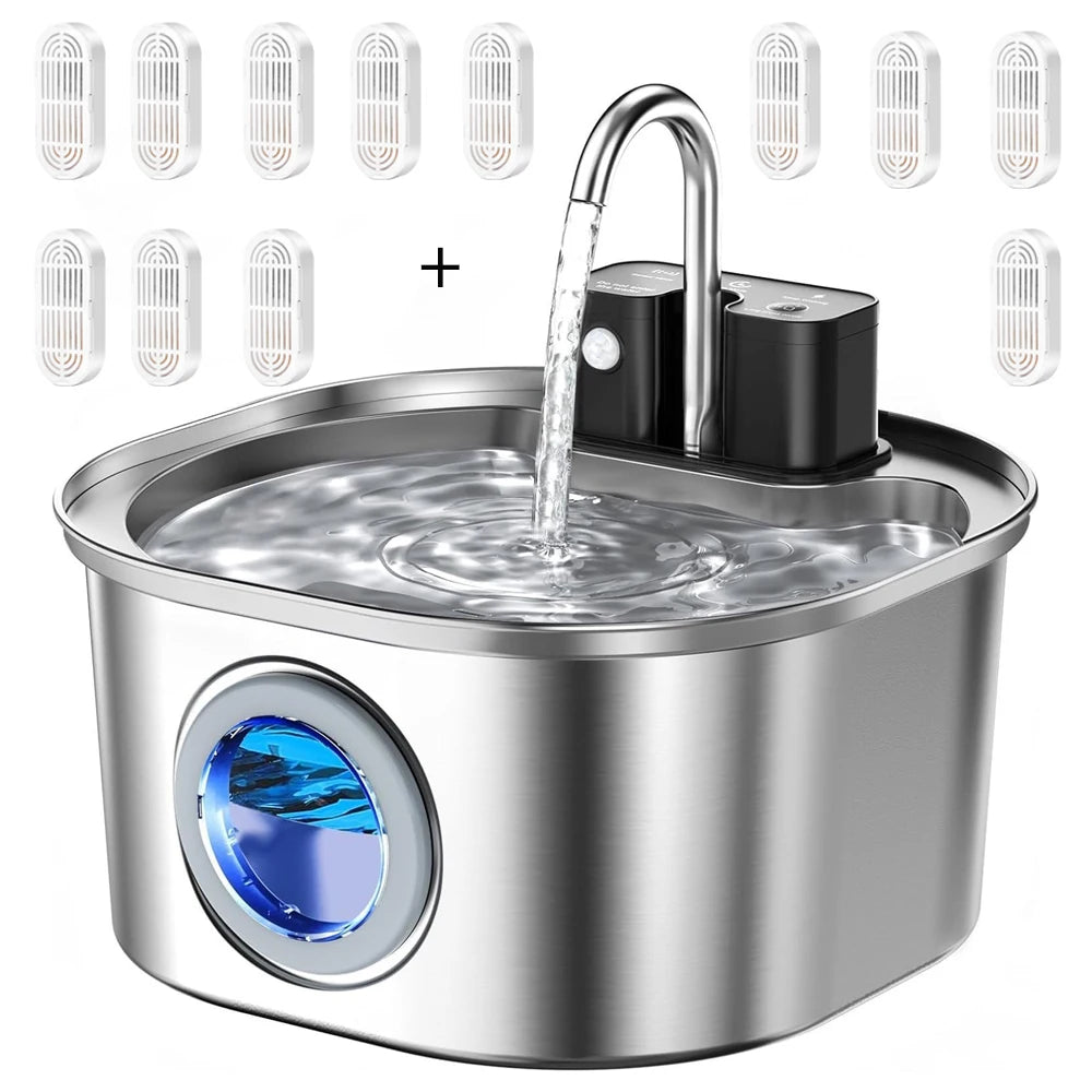Weomg Stainless Steel Wireless Cat Water Fountain Dispenser