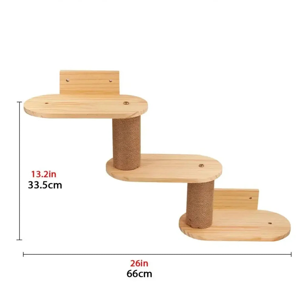 Qlfyuu Wooden Cat Climbing Shelf Wall Mounted Scratching Post