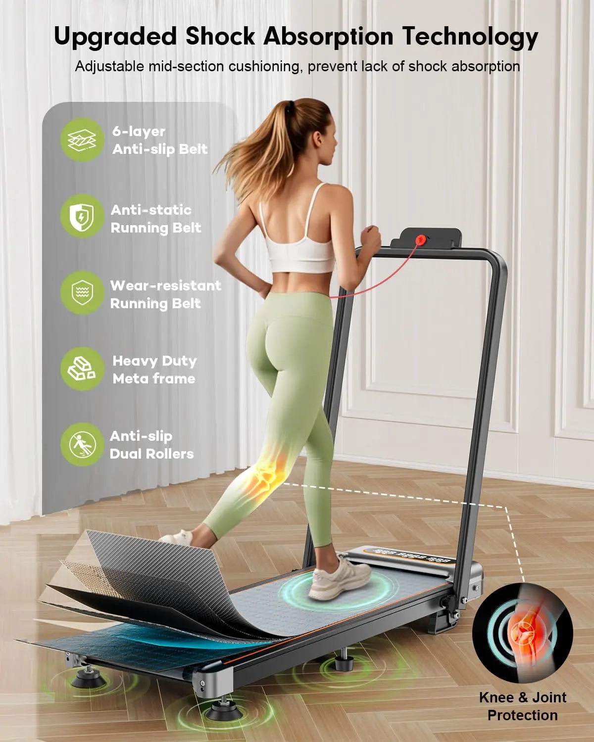Foldable Treadmill 12 Percent Incline 3.5HP 350 Lbs Capacity
