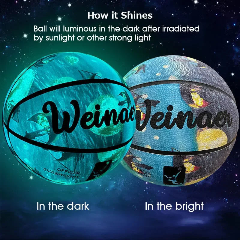 Damengx Glow In The Dark Basketball PU Leather Anti-Skid Outdoor