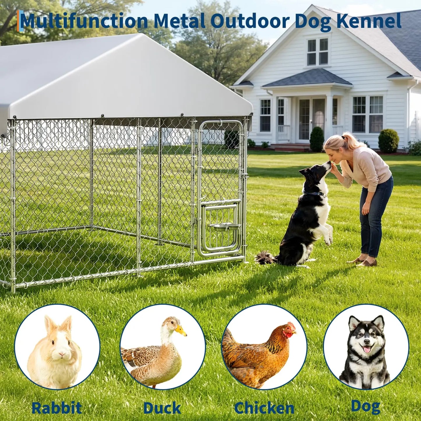 DishyKooker Heavy Duty Outdoor Dog Kennel With Roof Lockable Door