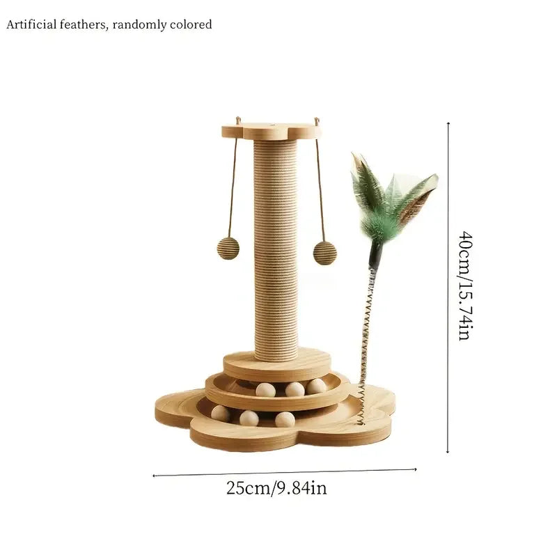 NONECN Cat Scratch Board Rotating Platform Wooden Stand