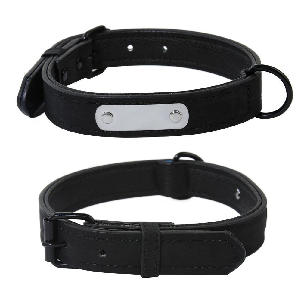 zPetsDating Leather Dog Collar And Leash Set Personalized
