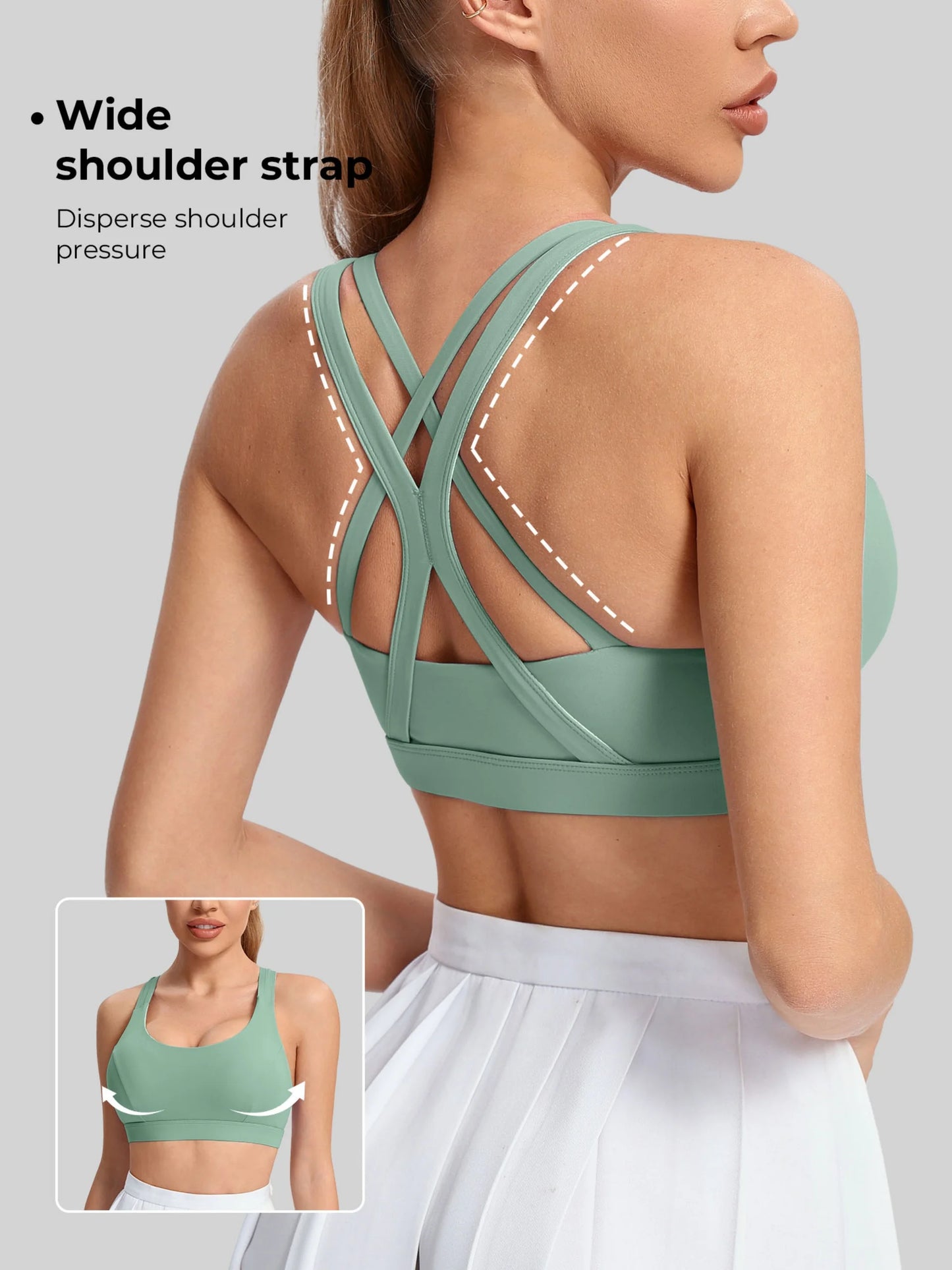 Women's Yoga Sports Bra With Back Straps Breathable Nylon Blend WX1037