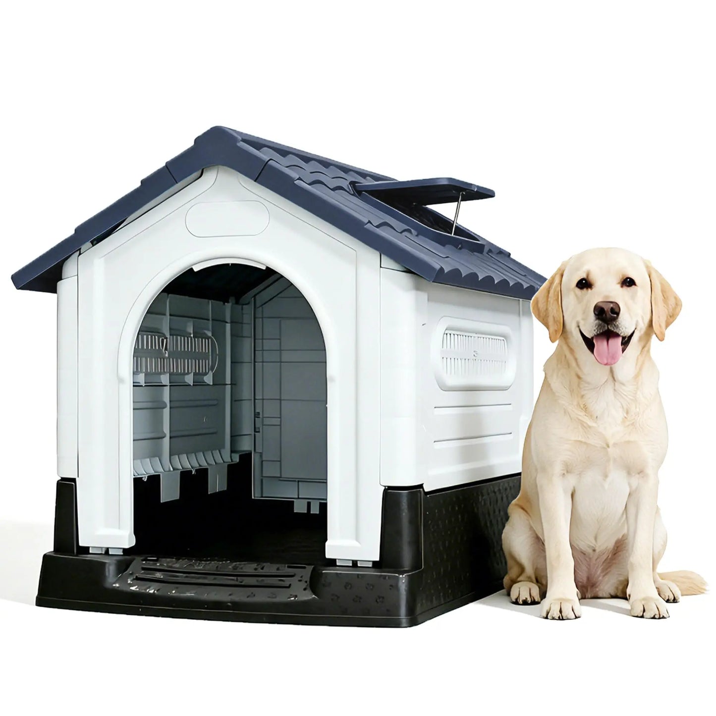 DishyKooker Waterproof Outdoor Dog House With Ventilation Openable Roof