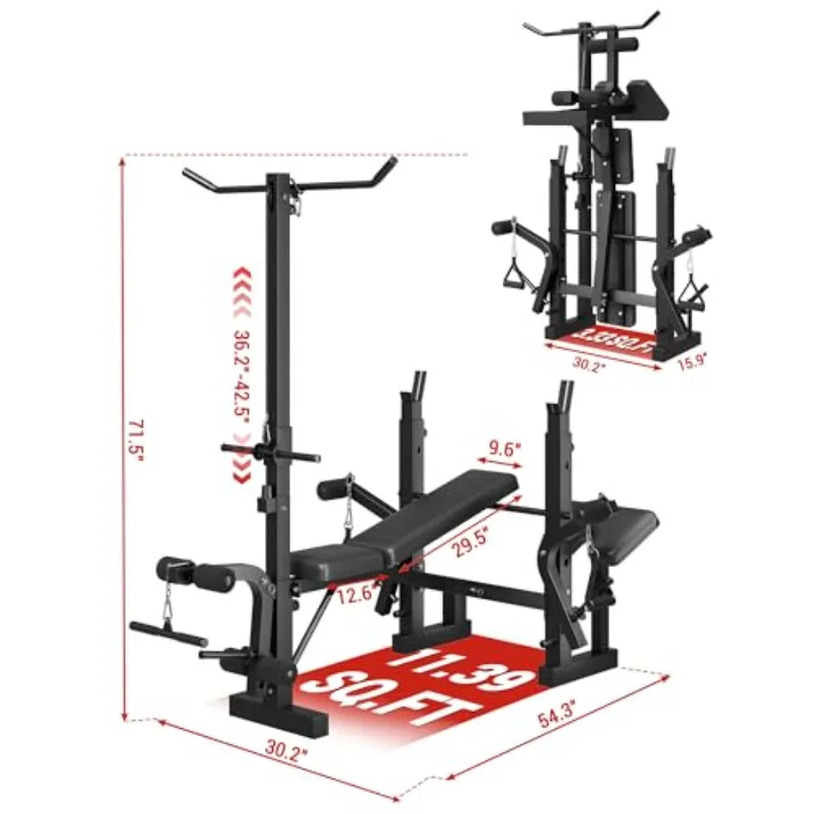 8 In 1 Weight Bench Set For Home Gym With Preacher Curl And Lat Pulldown