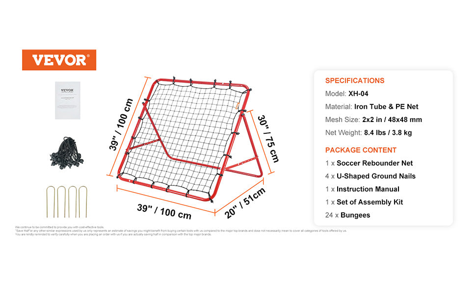 Soccer Rebounder Net Portable Training Equipment with Adjustable Angles