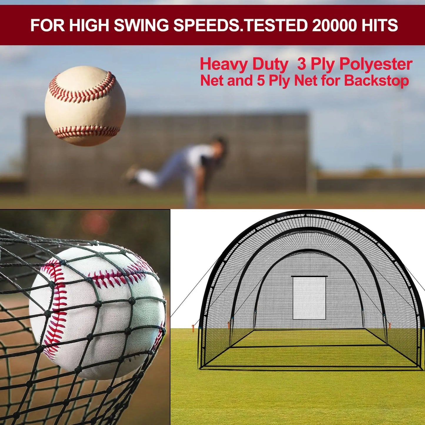 Backyard Baseball Batting Cage With Frame And Netting For Practice