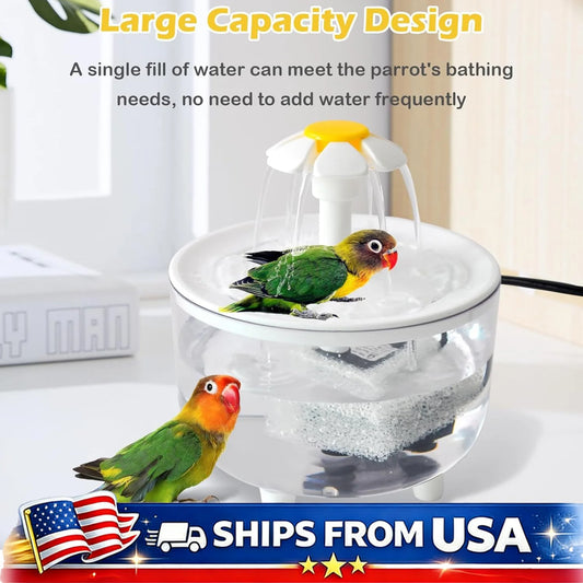Indoor Bird Bath Fountain With Filter Pump For Parrots