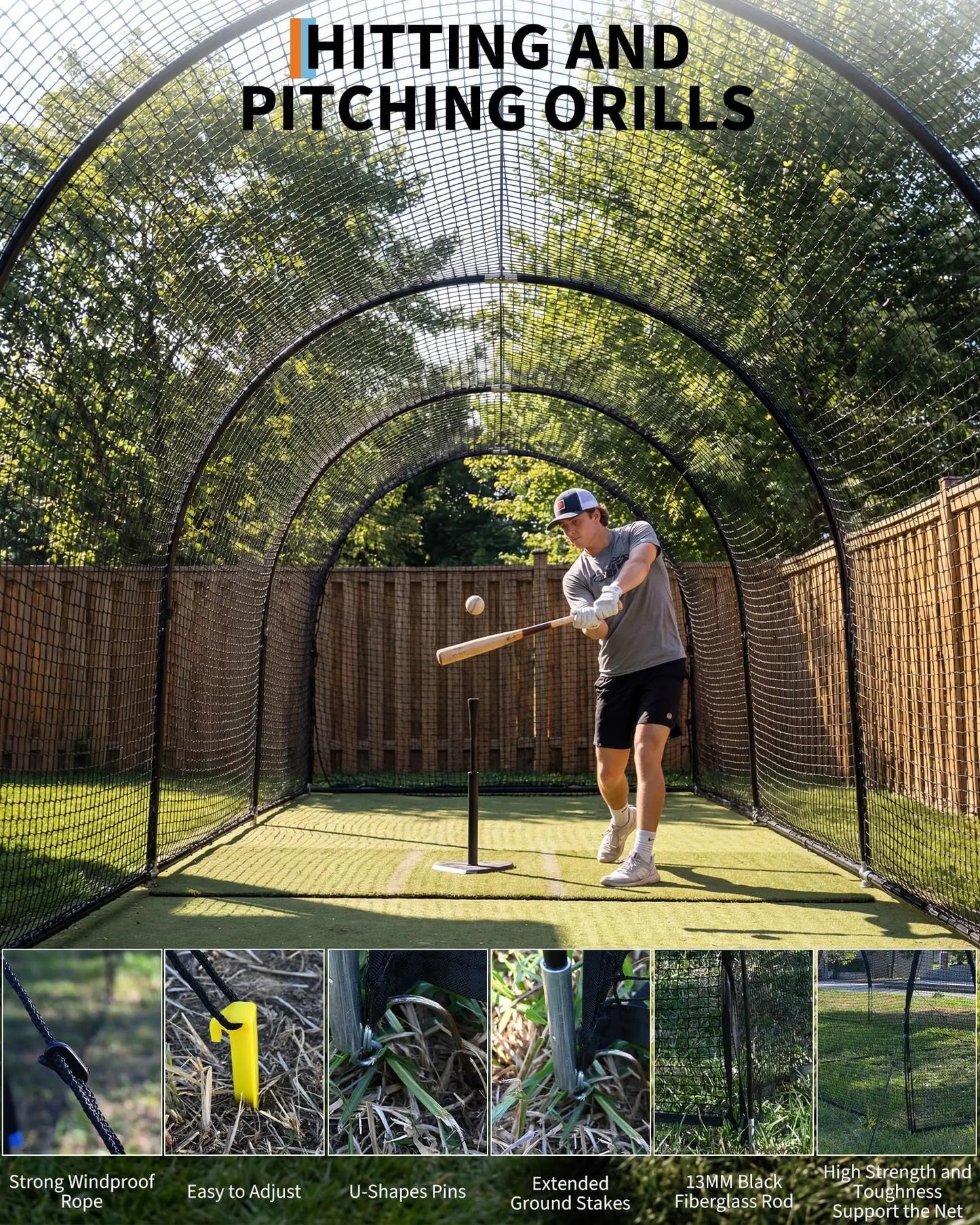 Backyard Baseball Batting Cage With Frame And Netting For Practice