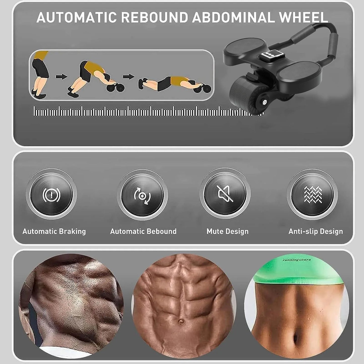 2-Wheel Ab Roller With LCD Display Plank Trainer