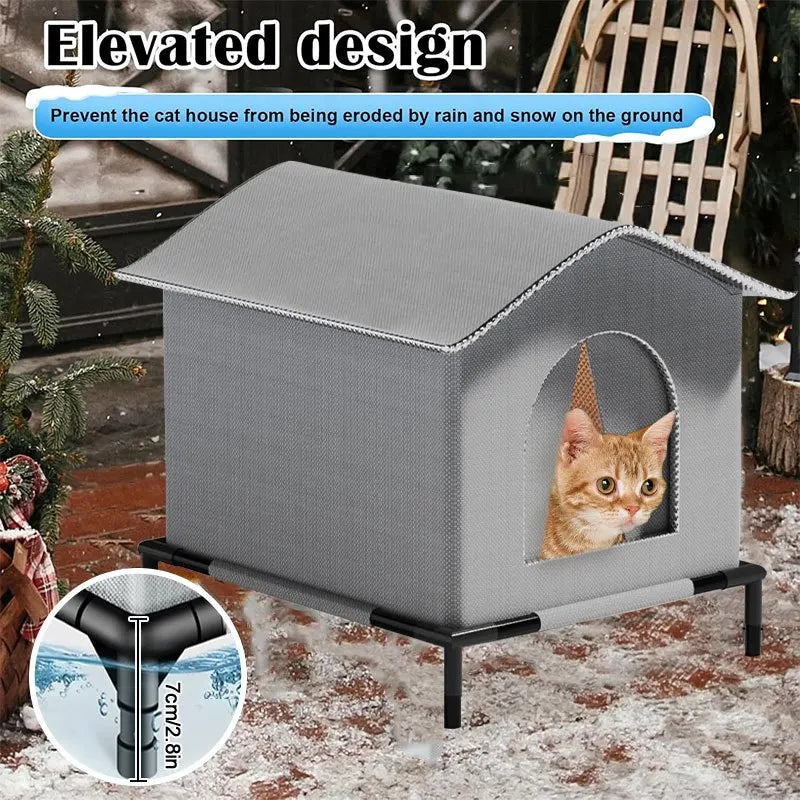 CWV Outdoor Cat House With Mat Waterproof Shelter For Cats