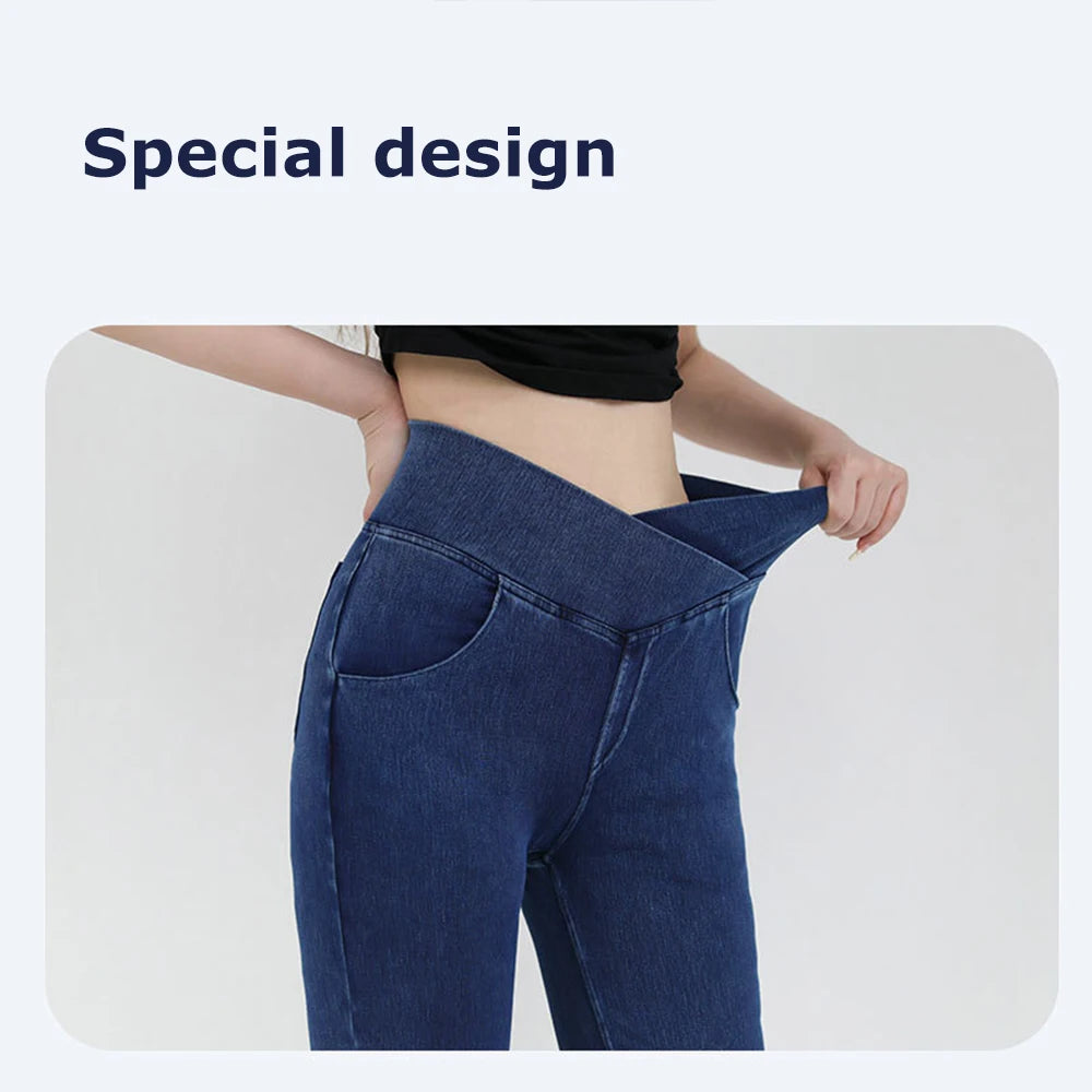 Casual Womens Jeans Bell Bottom High Waist Denim Activewear