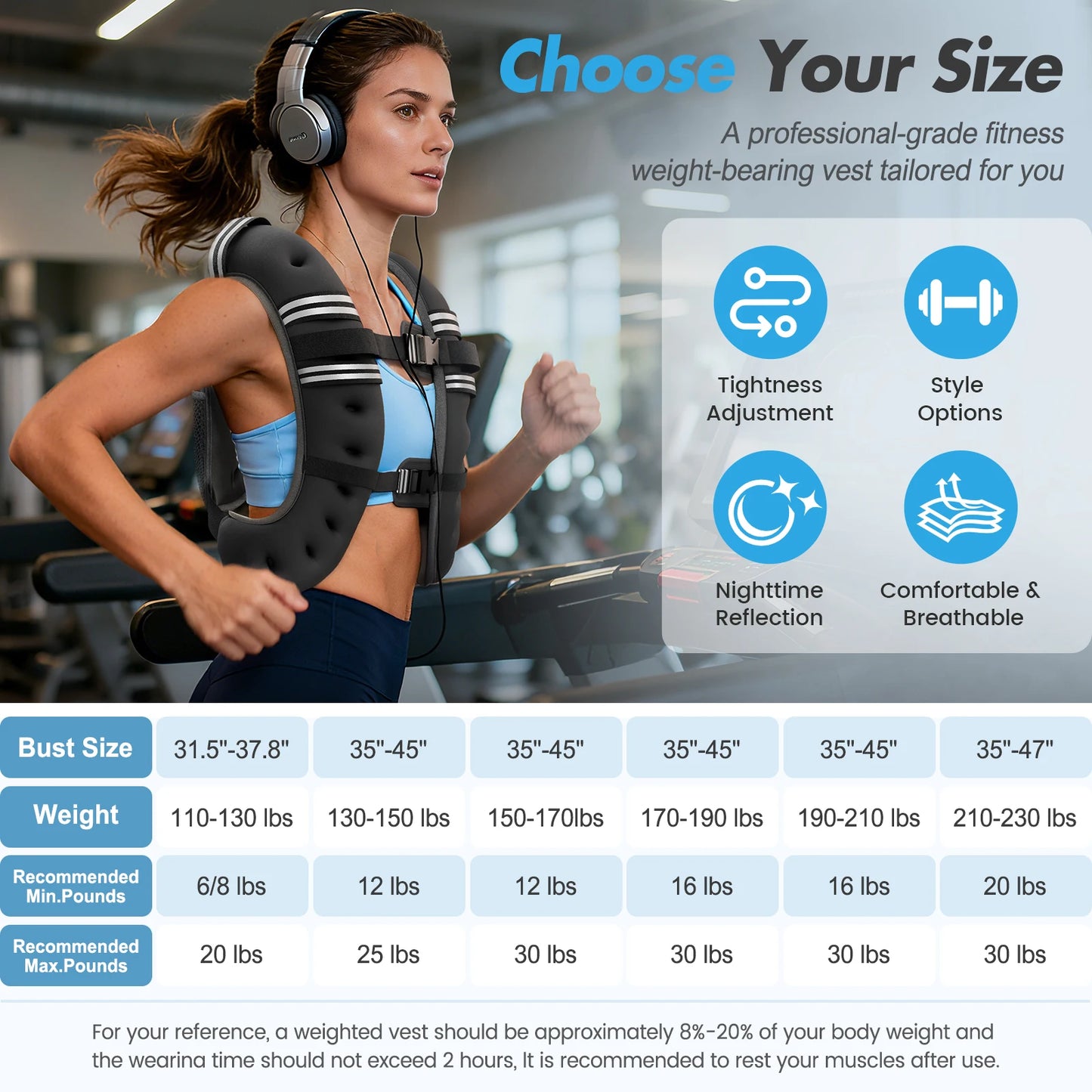 NONECN Weighted Vest For Fitness 6lb 12lb 18lb 22lb