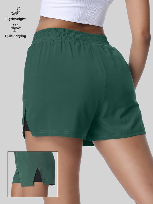 Women's Split Sports Shorts with Liner for Running and Yoga