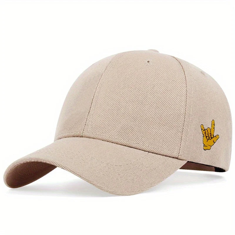 Unisex Finger Embroidery Baseball Cap Outdoor Adjustable Sun Hat Polyester