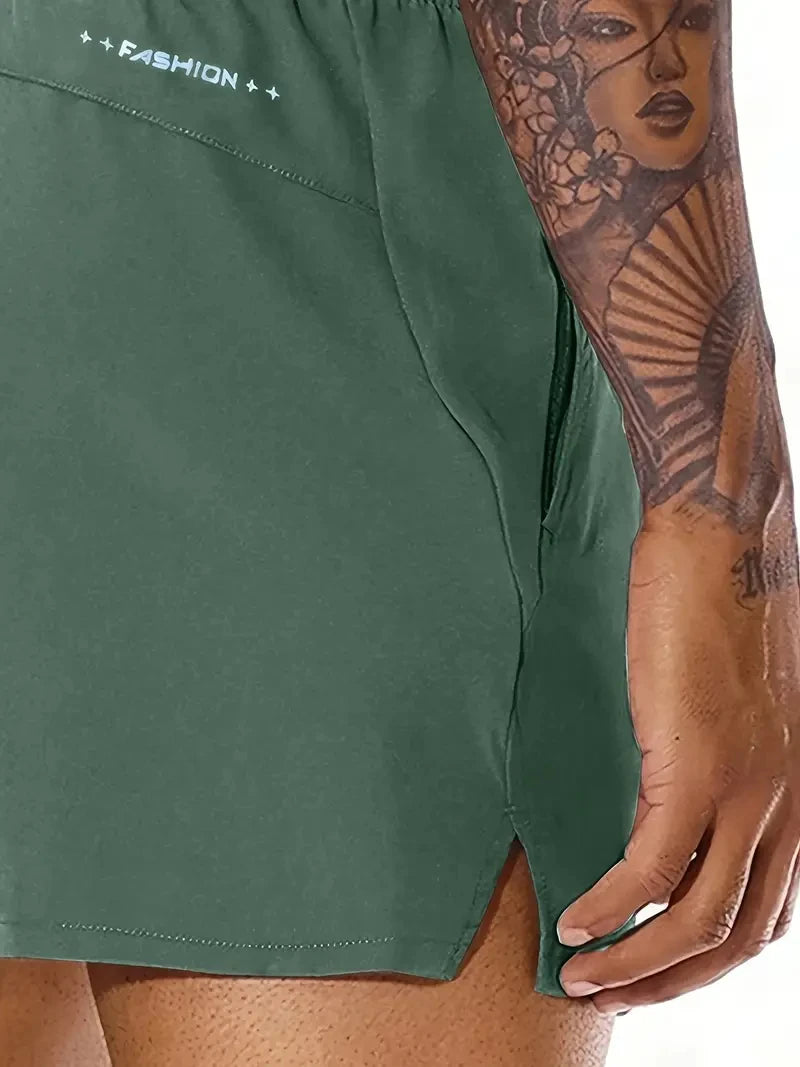 Men's Beach Shorts Elastic Waist Pockets Polyester Casual