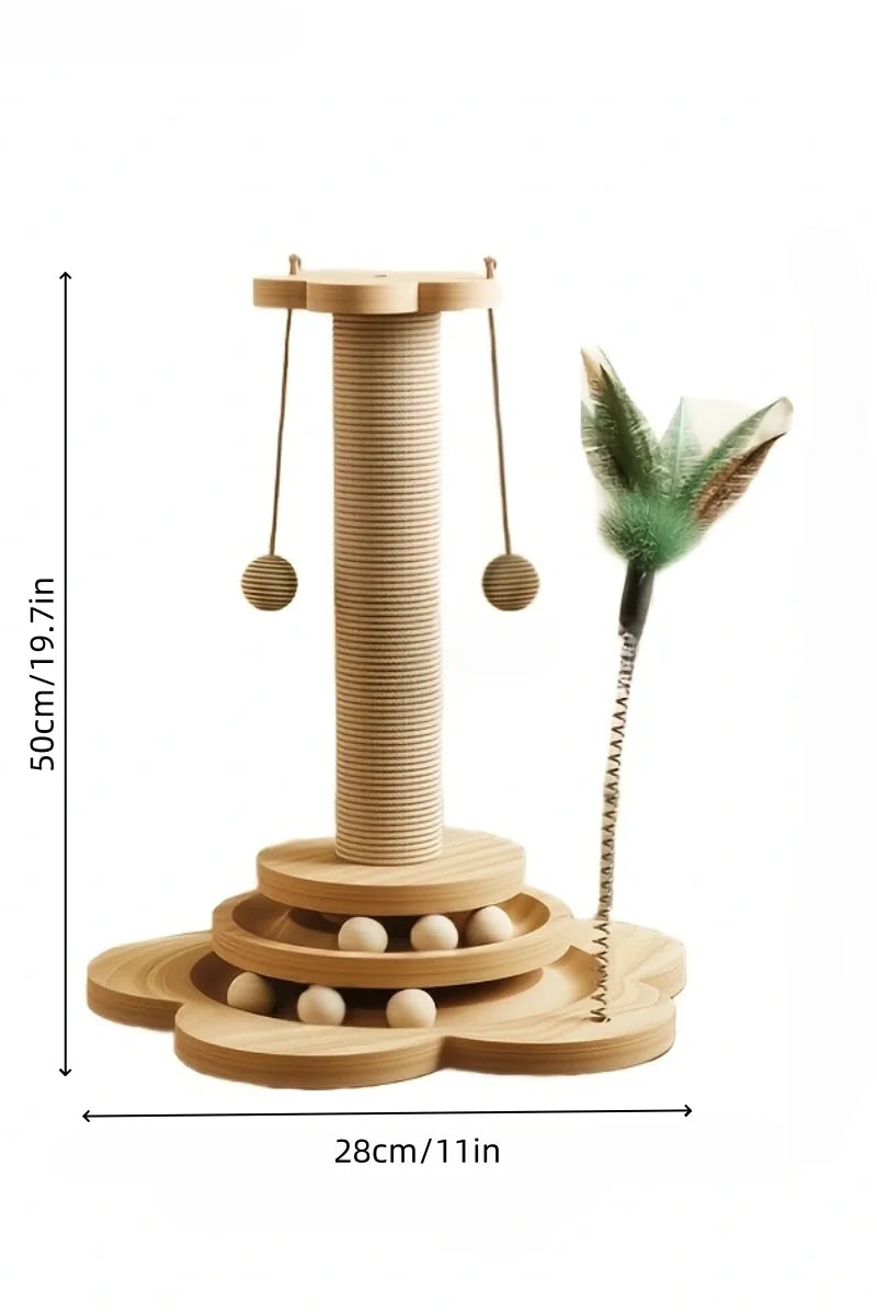 NONECN Cat Scratch Board Rotating Platform Wooden Stand