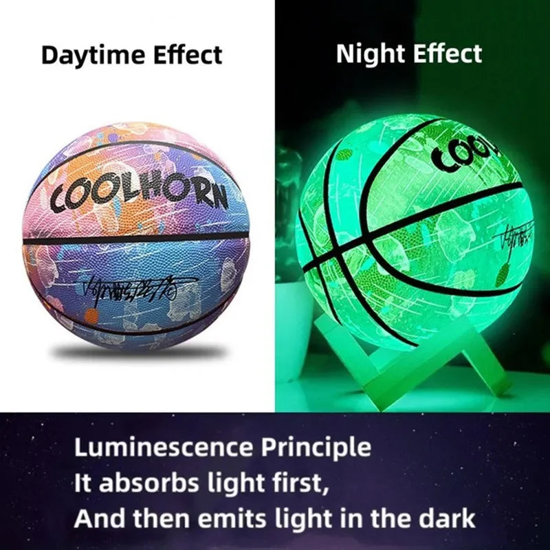 Damengx Glow In The Dark Basketball PU Leather Anti-Skid Outdoor