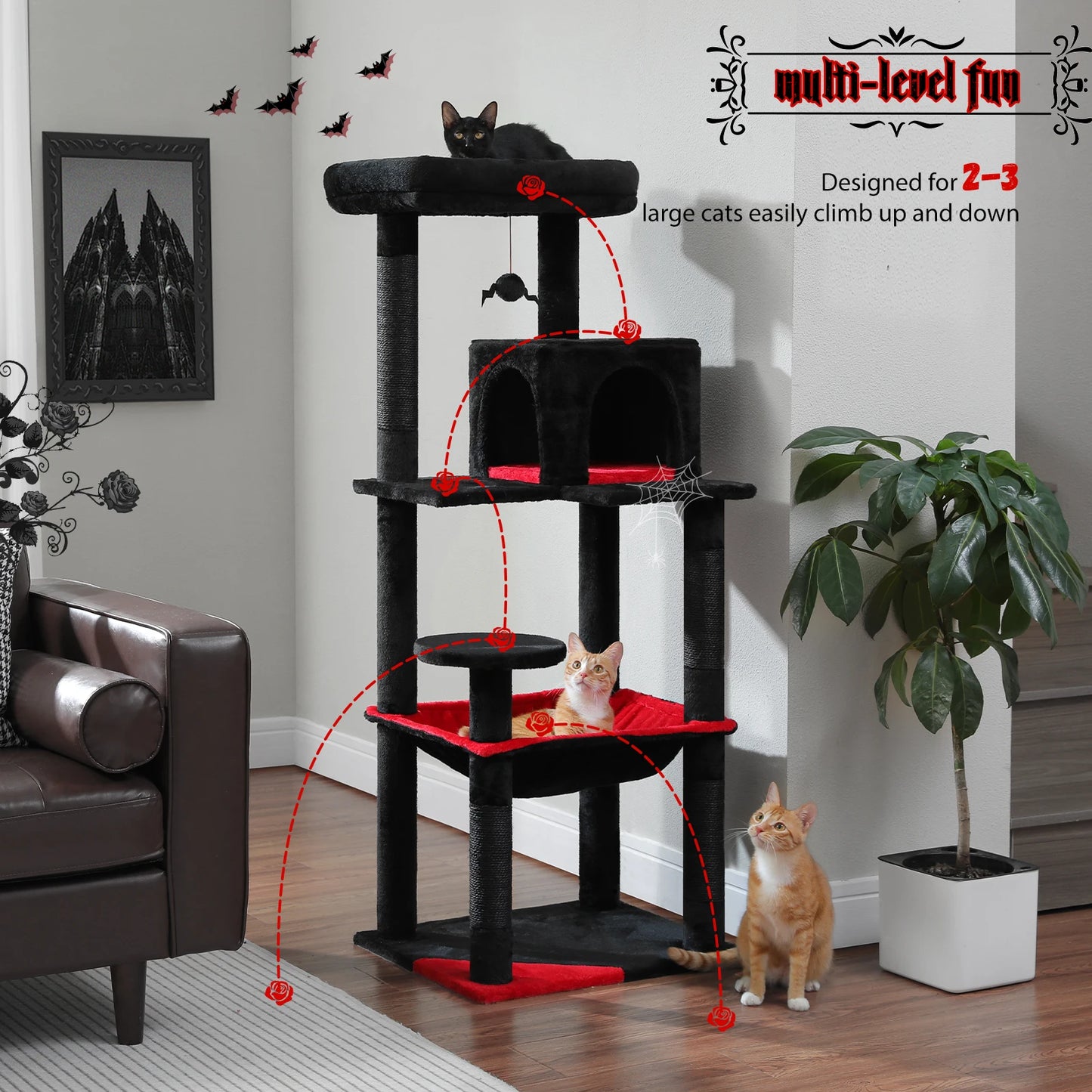 PAWZ Road 5-Level Cat Tower Indoor Cats With Hammock