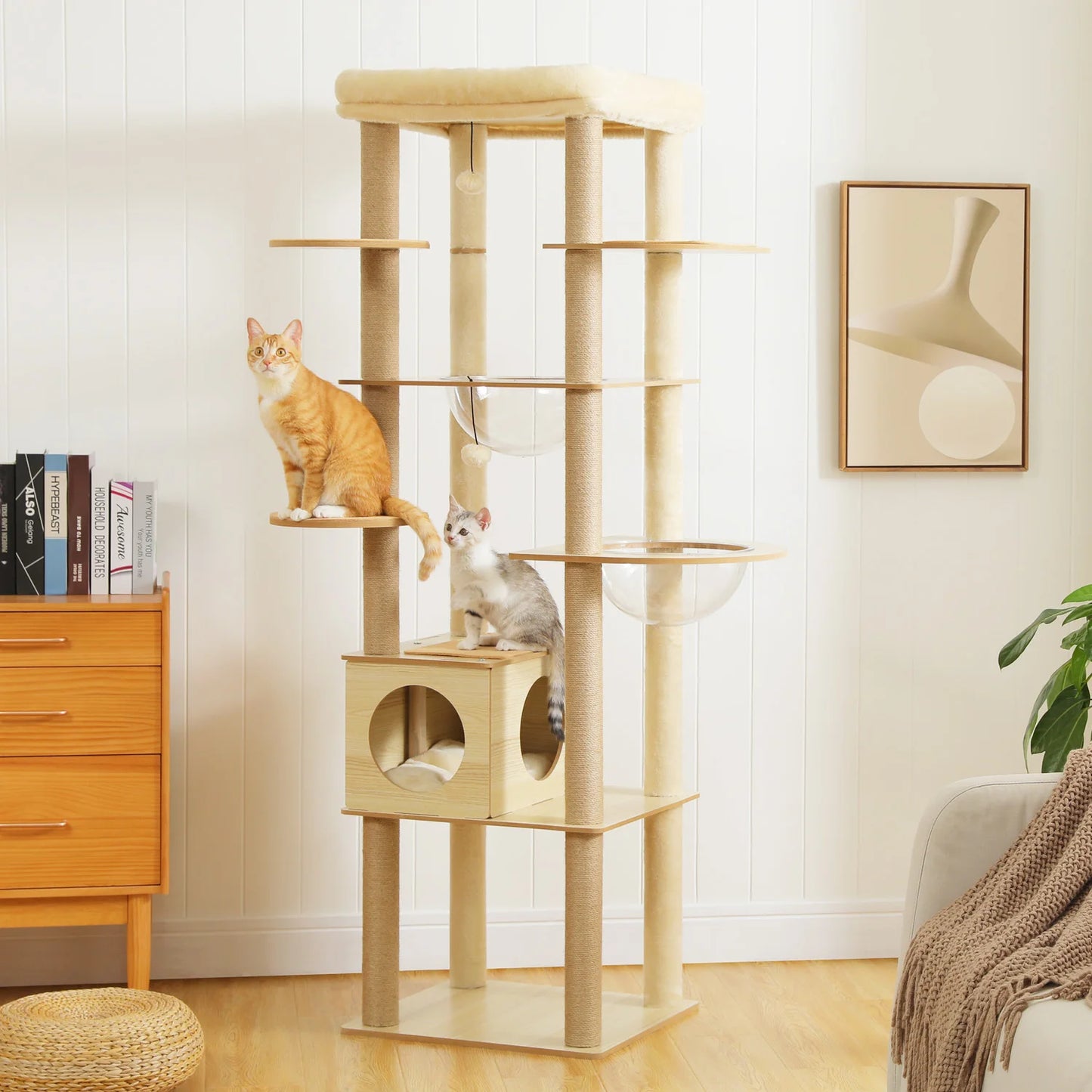 PAWZ Road Multi-Level Wood Cat Tree With Scratching Posts