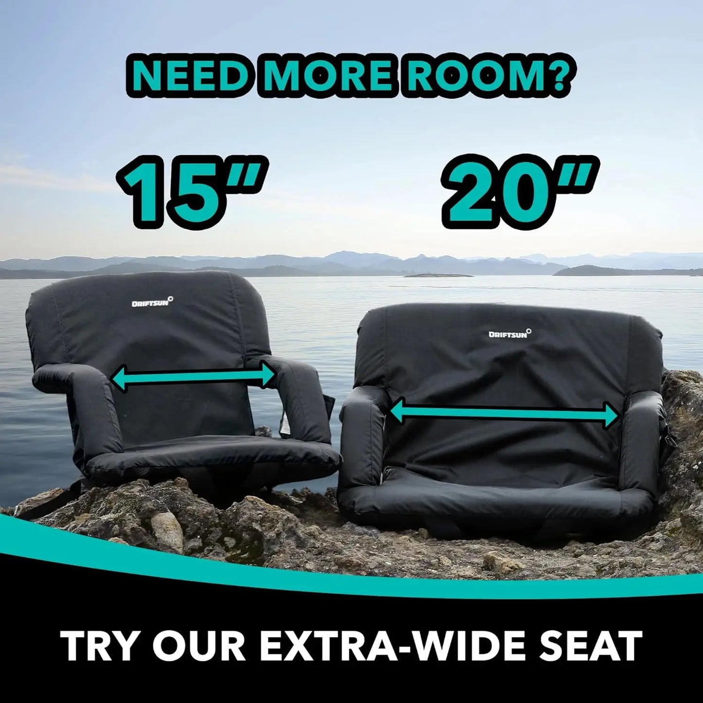 Foldable Stadium Seats 2 Pack With Back Support Waterproof Bleacher Chairs