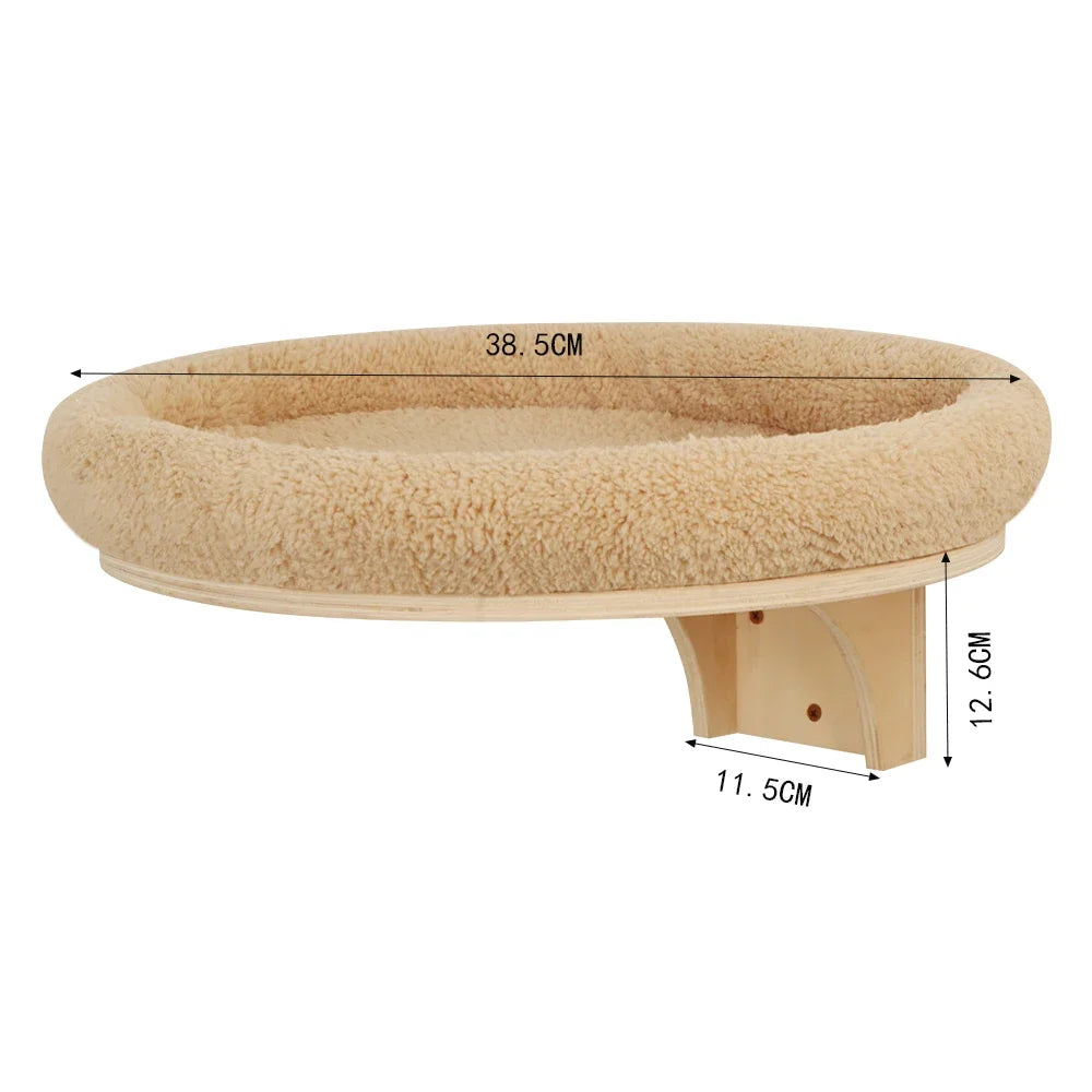 Qlfyuu Wooden Cat Climbing Shelf Wall Mounted Scratching Post