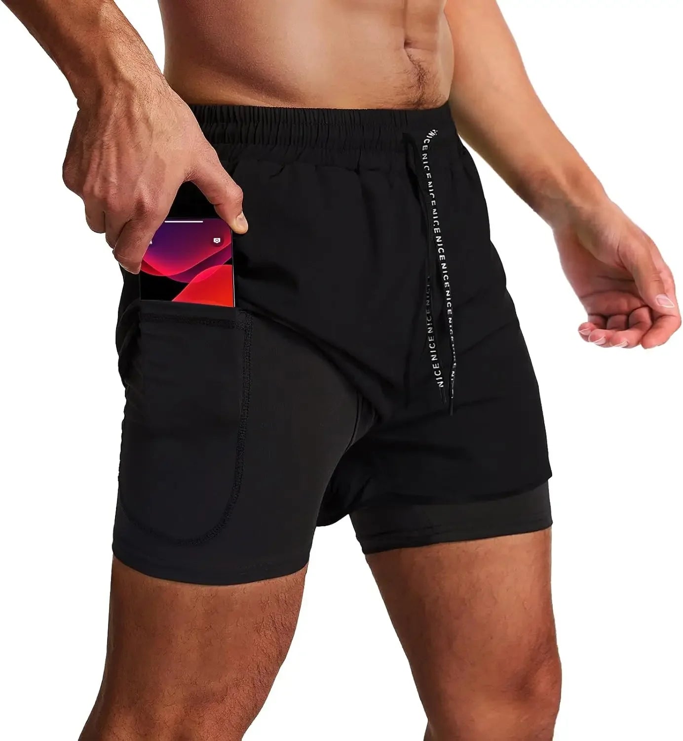 Men's Lightweight Ice Silk Quick-Dry Training Shorts With Zipper Pockets