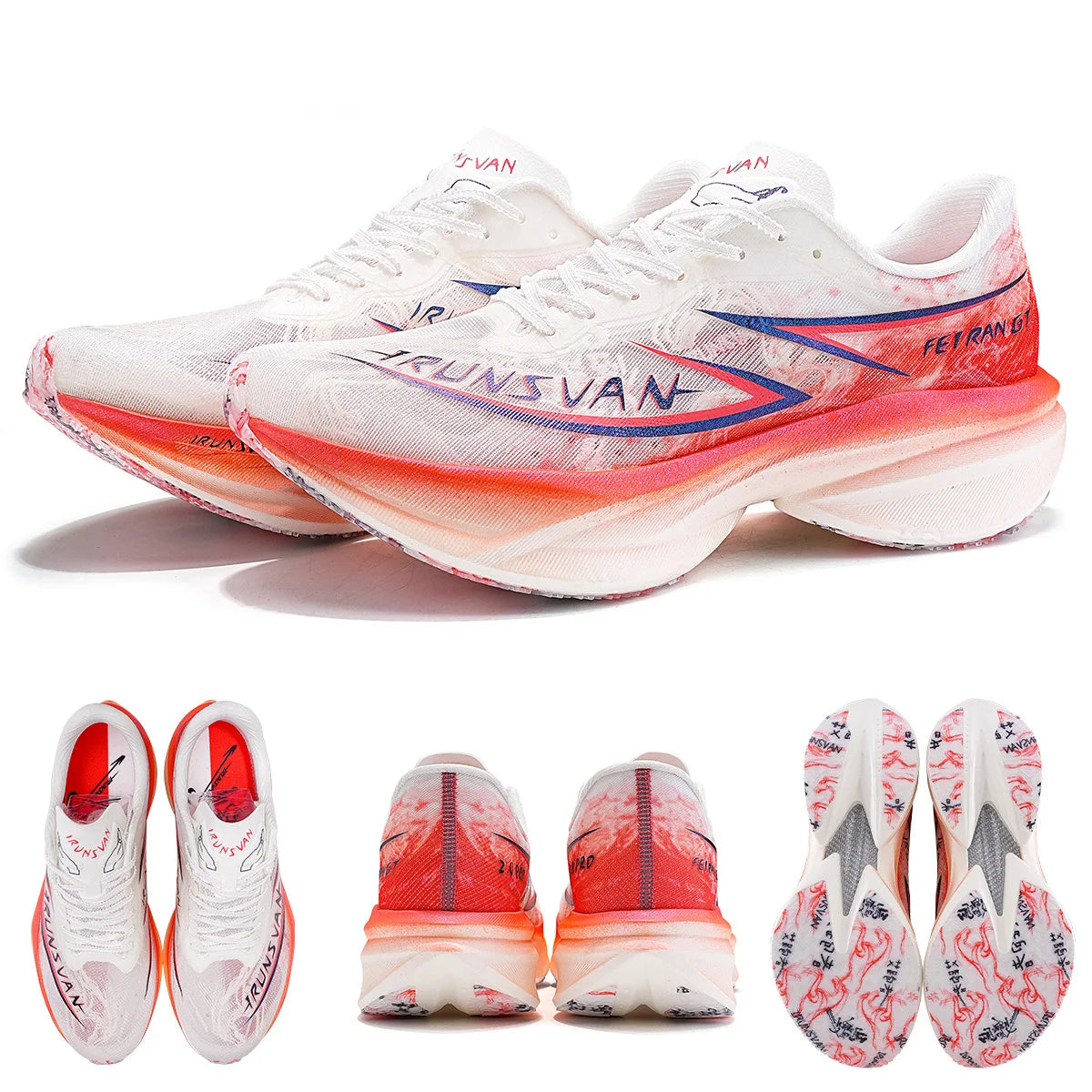 IRUNSVAN Flying Flame GT2.0 Full Palm Carbon Plate Marathon Running Shoes Track and Field Shoes Men's and Women's Sports Shoes