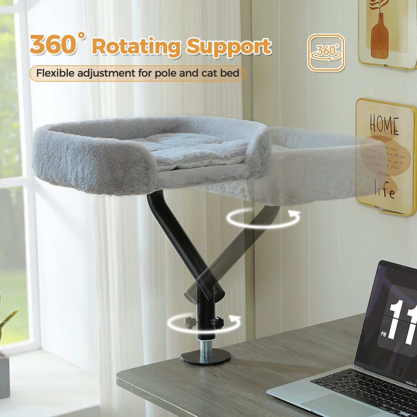 PAWZ Road Cat Desk Bed Rotatable Hammock Stand Indoor Cats