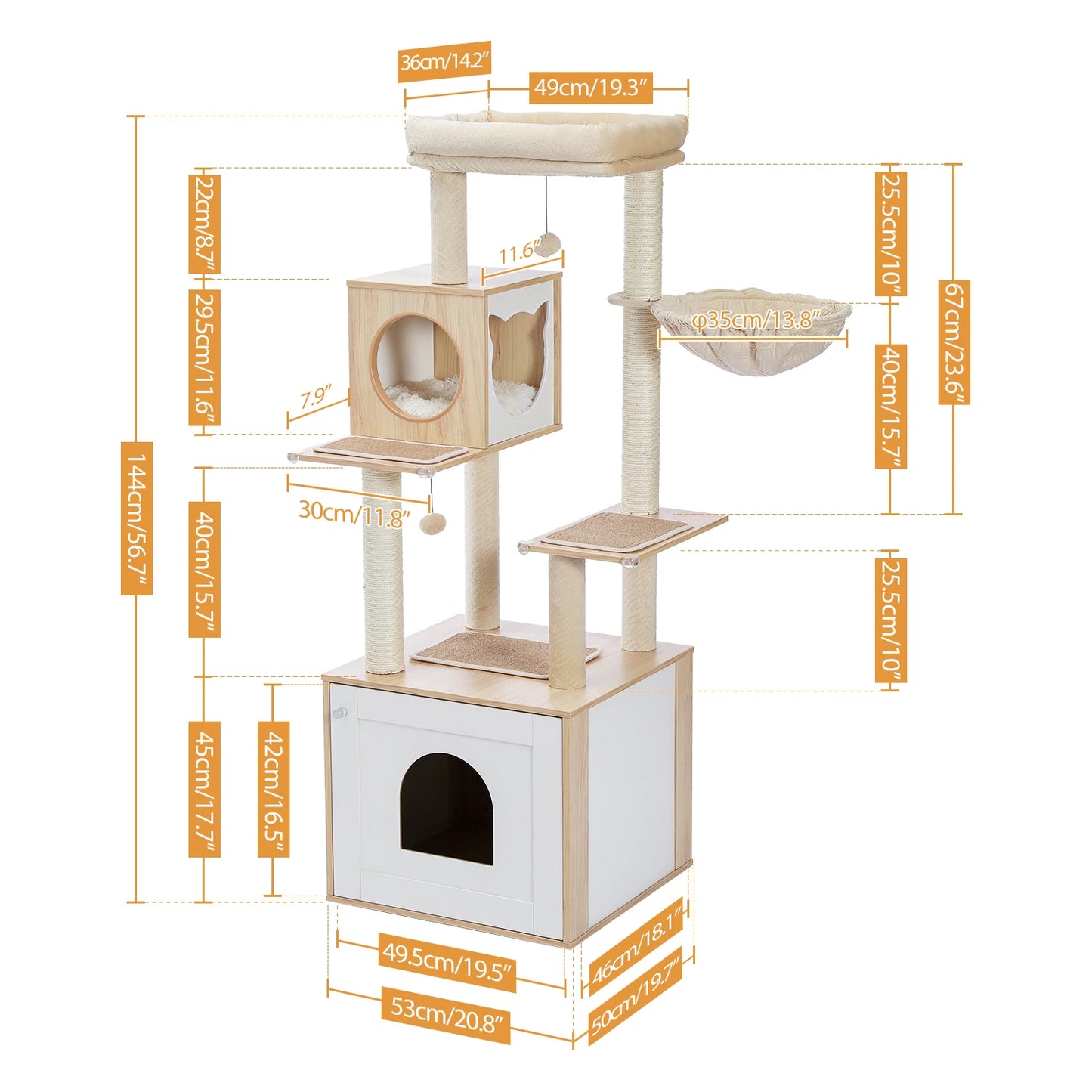 PAWZ Road Multi-Level Wood Cat Tree With Scratching Posts