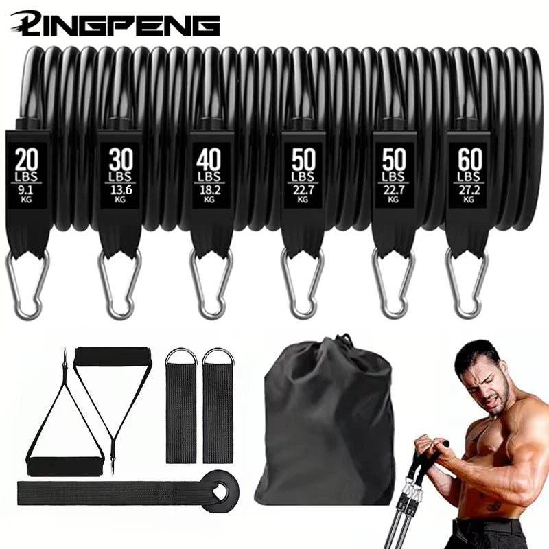 None Resistance Bands Set With Door Anchor Handles And Bag