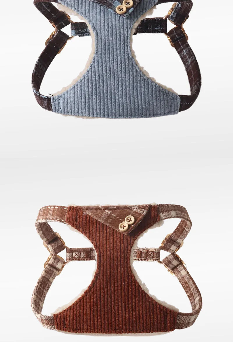 Aminger Corduroy Dog Harness Vest Style Adjustable Leash