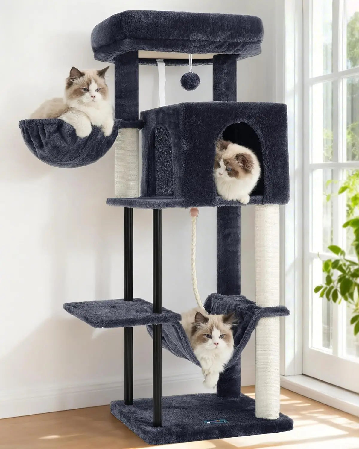 Cat Tree Tower for Indoor Cats With Hammock Condo Scratching Post