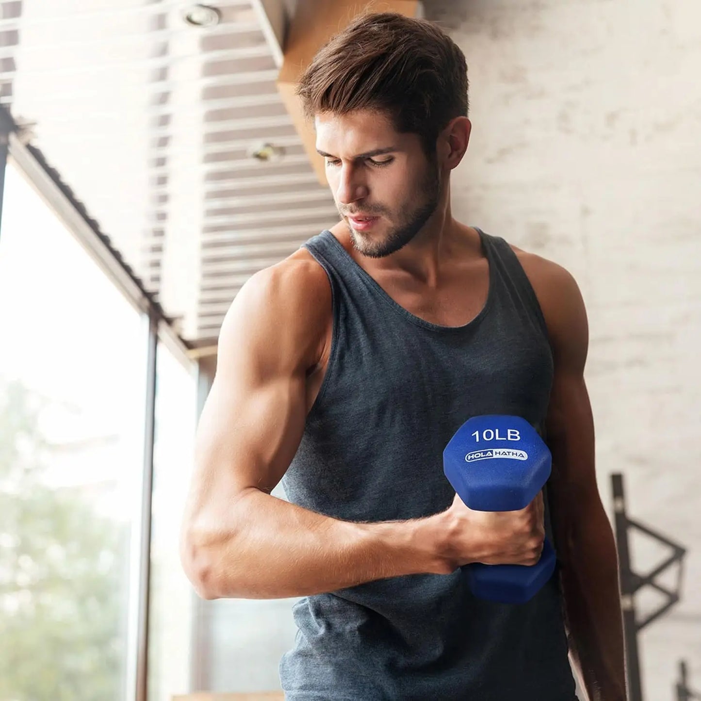 Hexagonal Dumbbell Set With Rack For Home Workouts