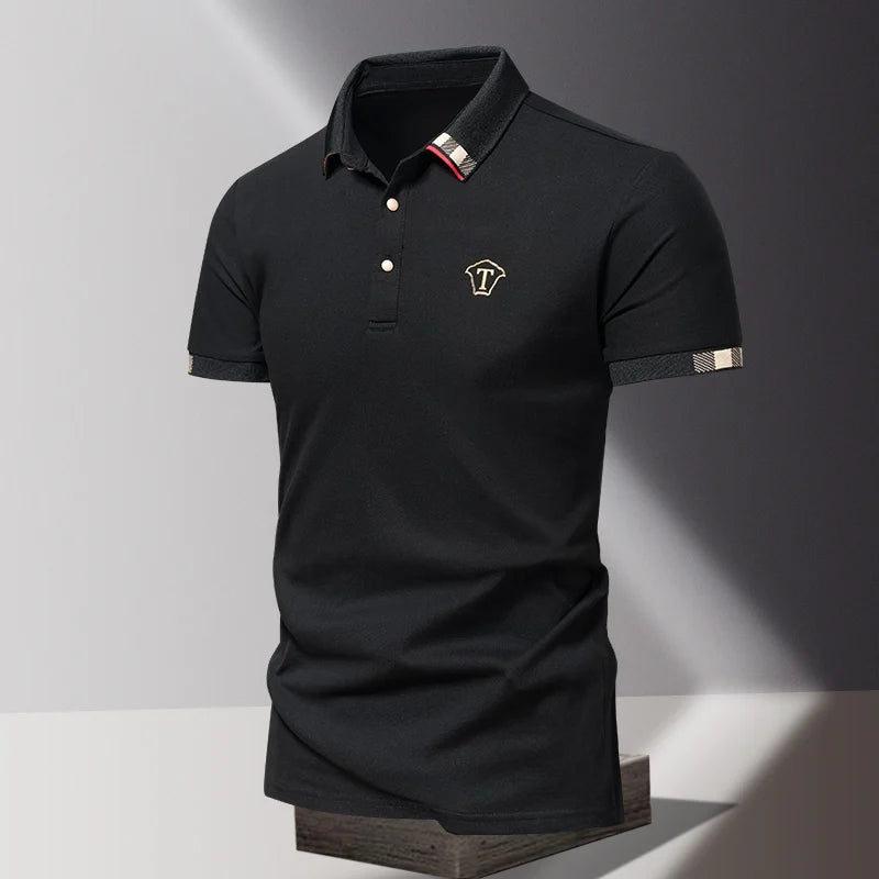 Lane JT Mens Pure Cotton Short Sleeve Polo Shirt Lapel