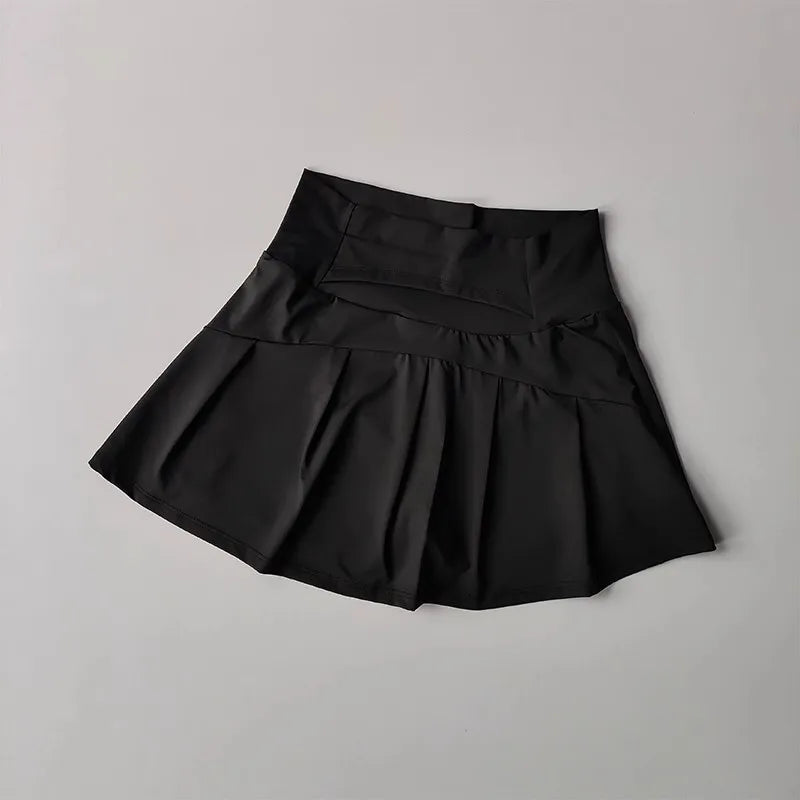 Women's High-Waisted Skort With Inner Lining For Yoga Fitness