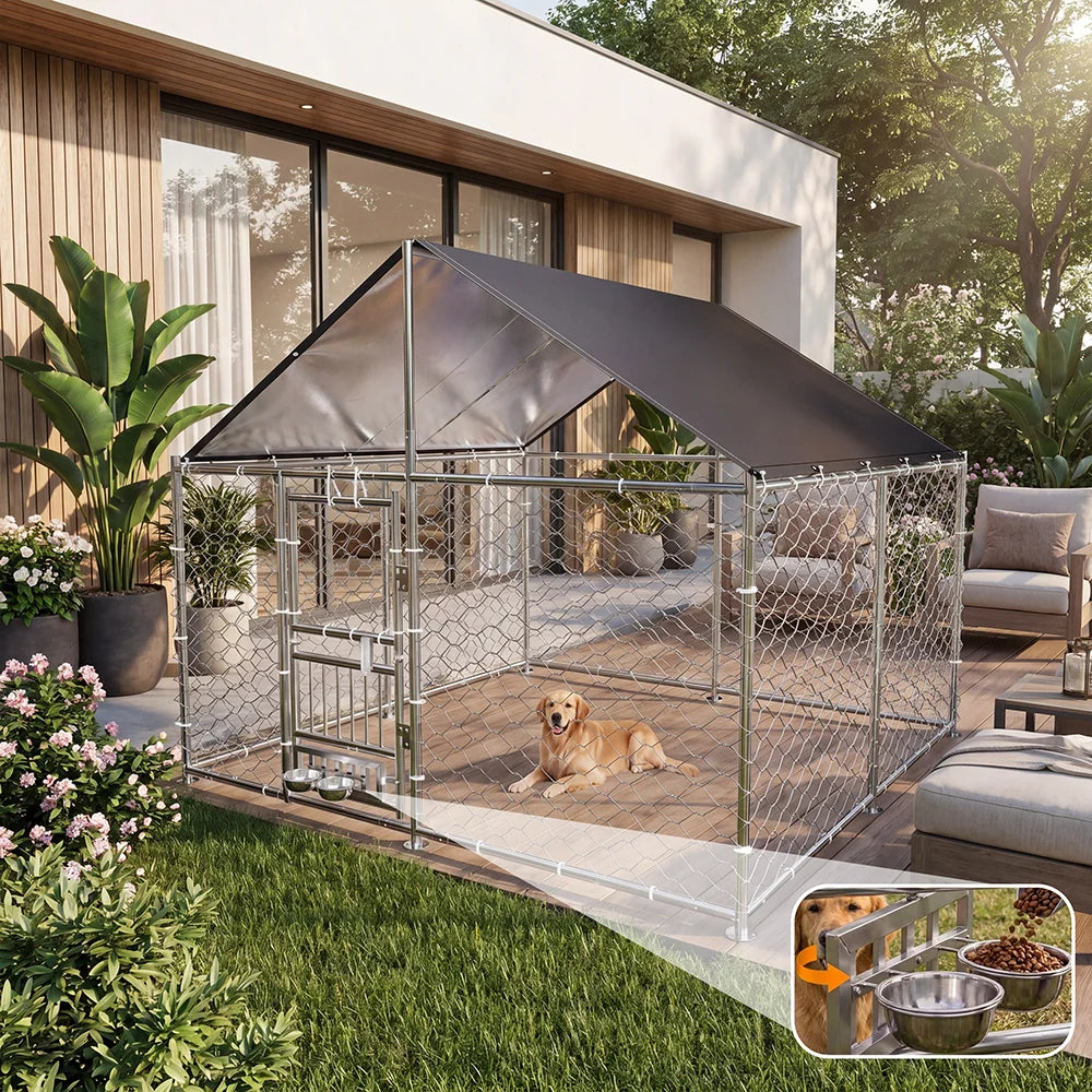 Heavy Duty Outdoor Dog Kennel With Dual Opening Doors