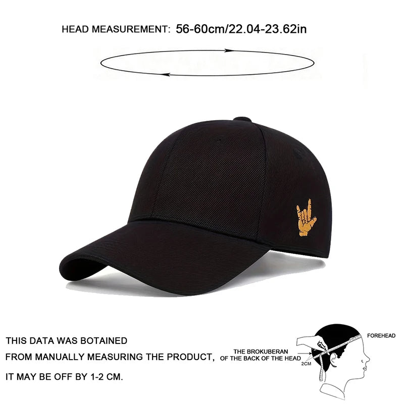 Unisex Finger Embroidery Baseball Cap Outdoor Adjustable Sun Hat Polyester