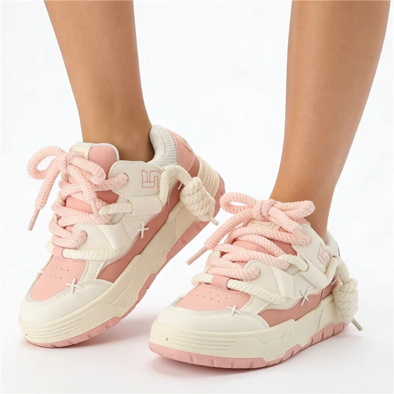 Women Platform Sneakers Chunky Heel Casual Trainers
