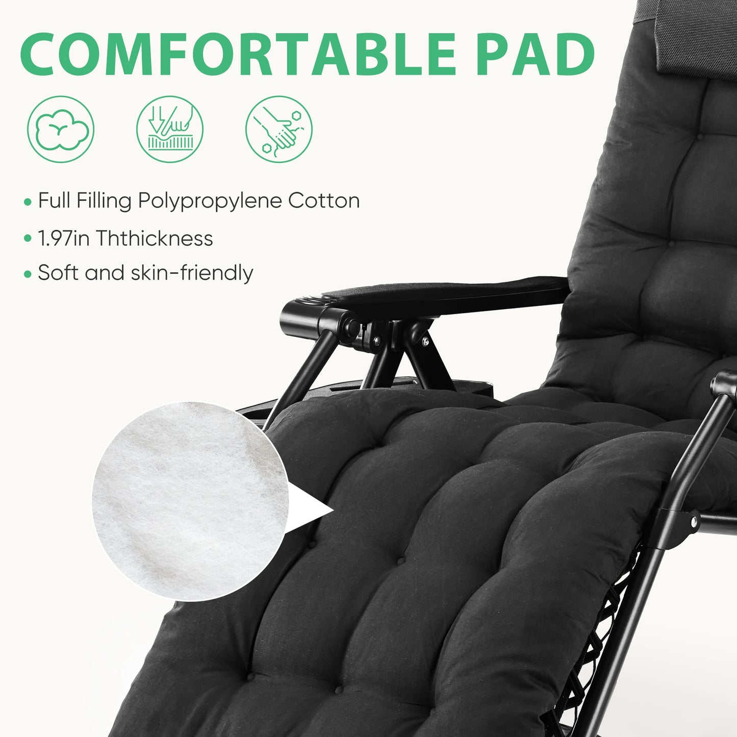 JHK Oversized Zero Gravity Foldable Reclining Lounge Chair Cup Holder