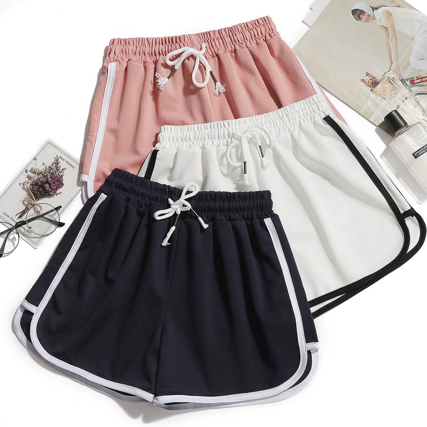 Women Yoga Shorts Breathable Mid Waist Casual Wide Leg