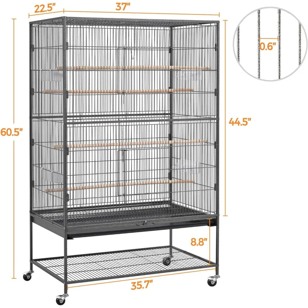 NONECN Parrot Cage With Rolling Stand For Medium Birds