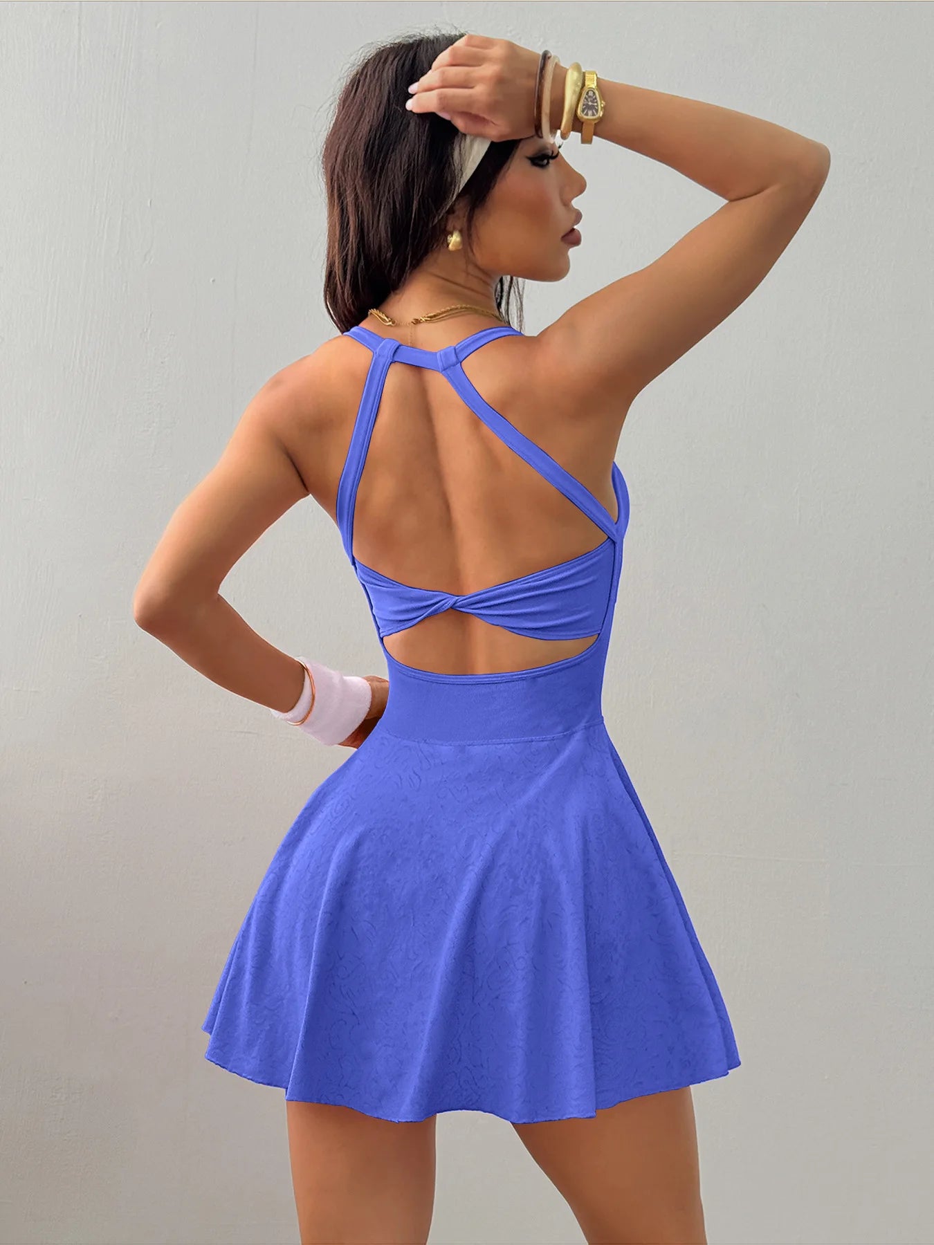 GUTASHYE Women Yoga Tennis Dress With Pockets Quick Dry Breathable